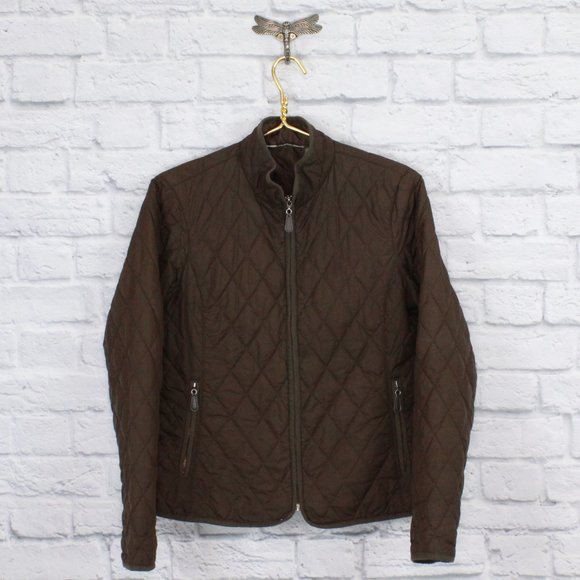 Eddie Bauer Jackets & Blazers - Eddie Bauer Brown Quilted Barn Style Mock Neck Jacket Coat Size S